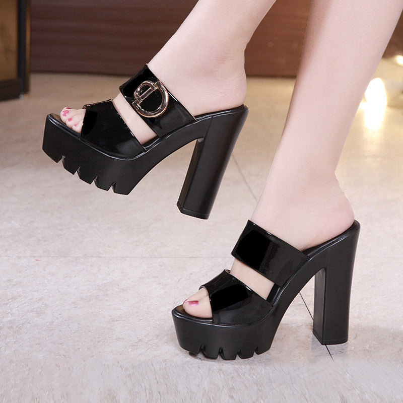 2121 patent leather peep toe sandals