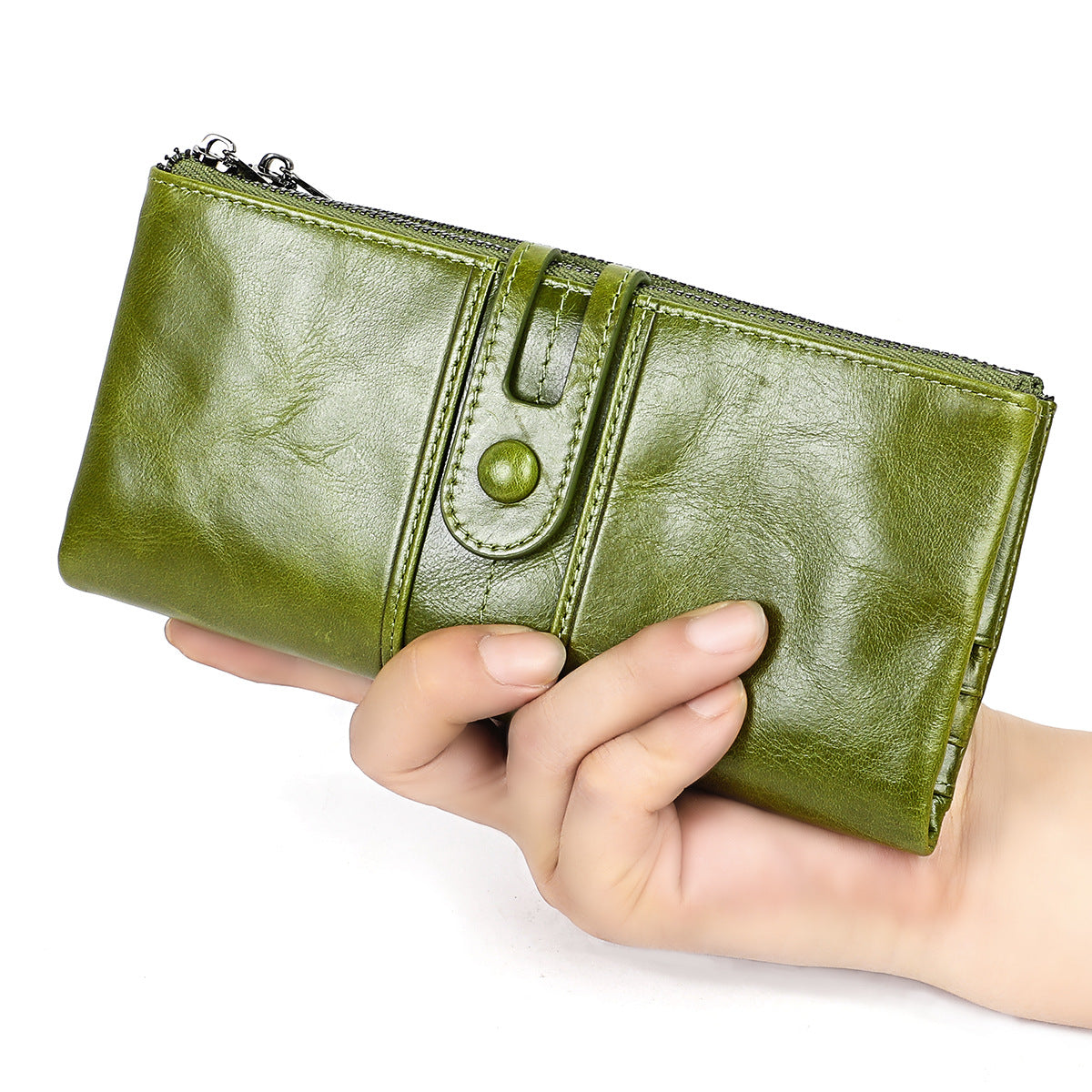 1613 genuine leather 3 fold women wallet card holder