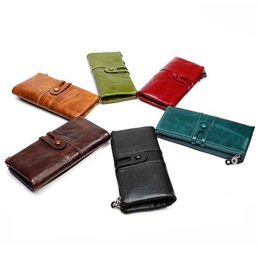 1613 genuine leather 3 fold women wallet card holder