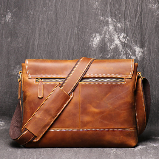 2133 vintage large cowhide messenger bag