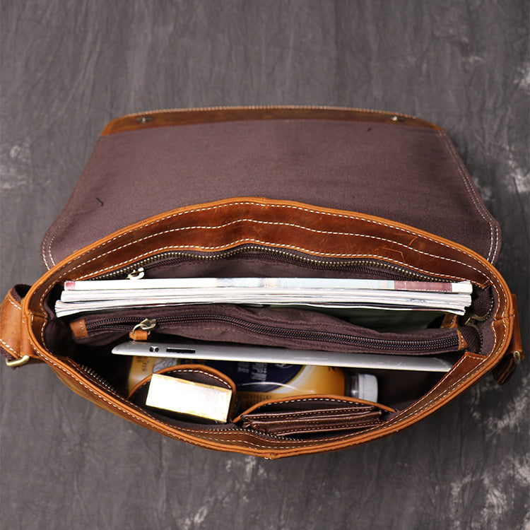 2133 vintage large cowhide messenger bag