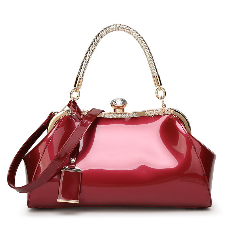 1690 patent leather rhinestone handbag