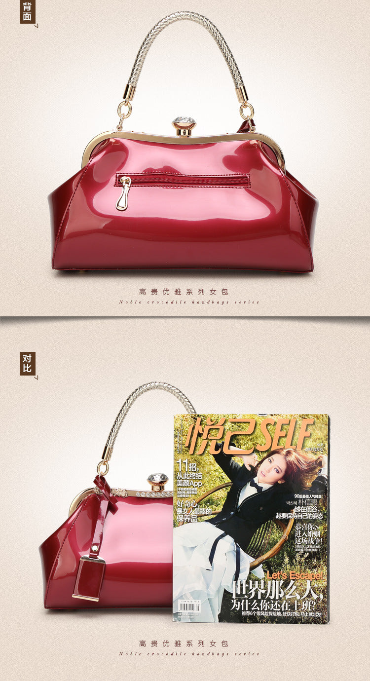 1690 patent leather rhinestone handbag