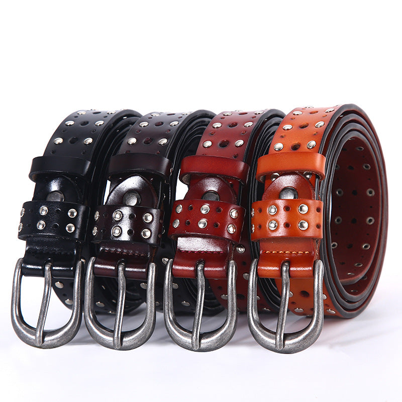 BC-6 women genuine leather rivet belt