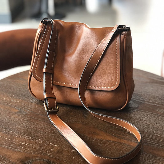 1998 genuine leather flap messenger bag