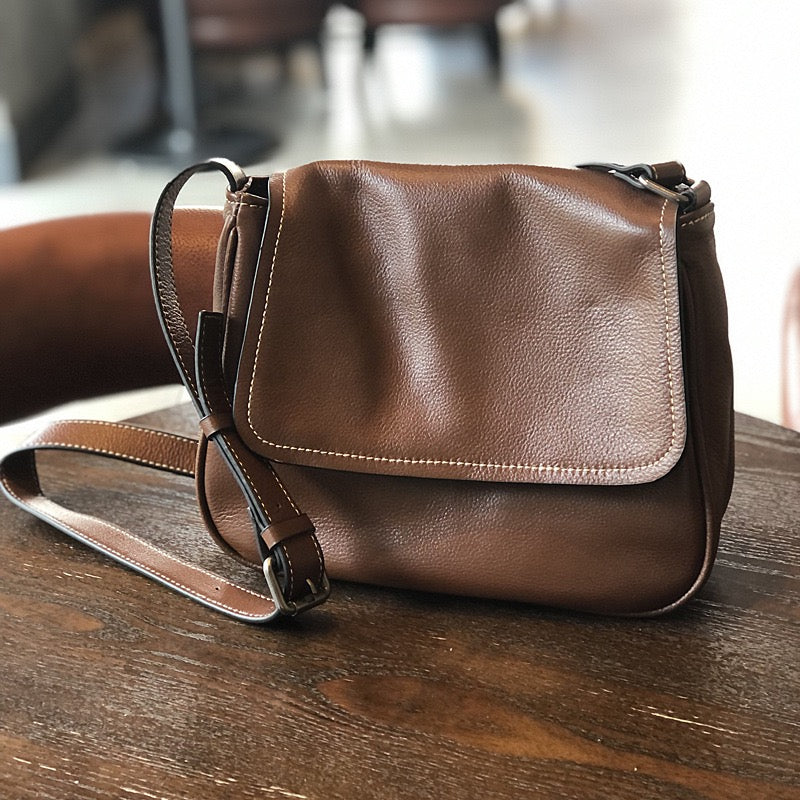 1998 genuine leather flap messenger bag