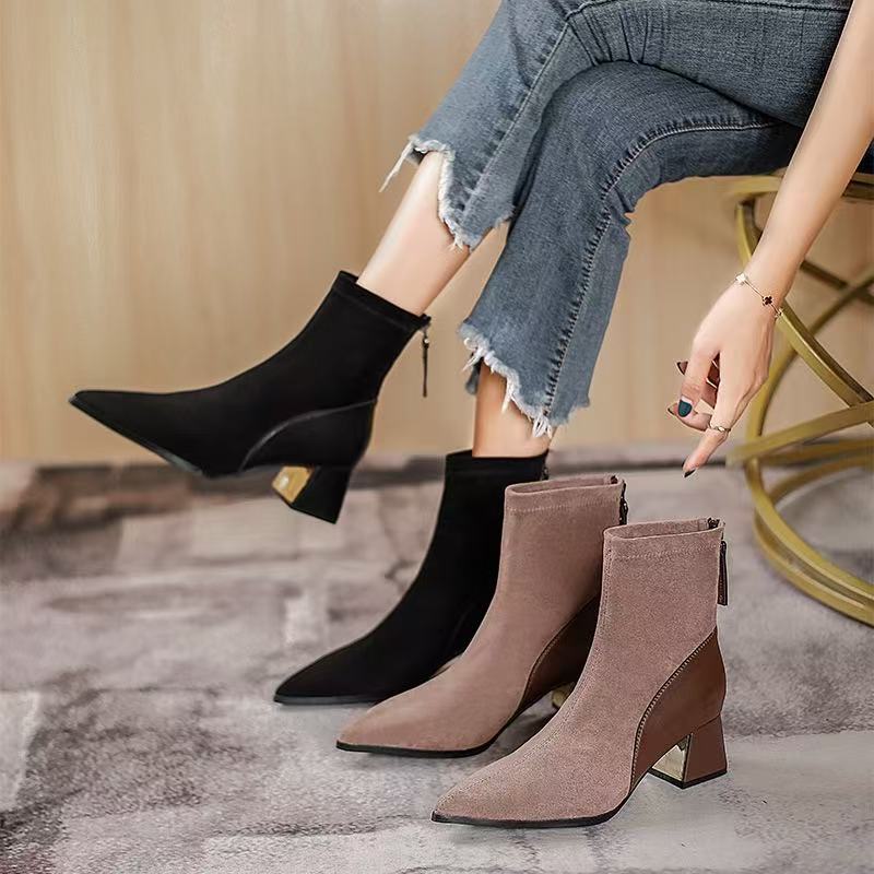 2423 Women genuine leather high-heeled boots