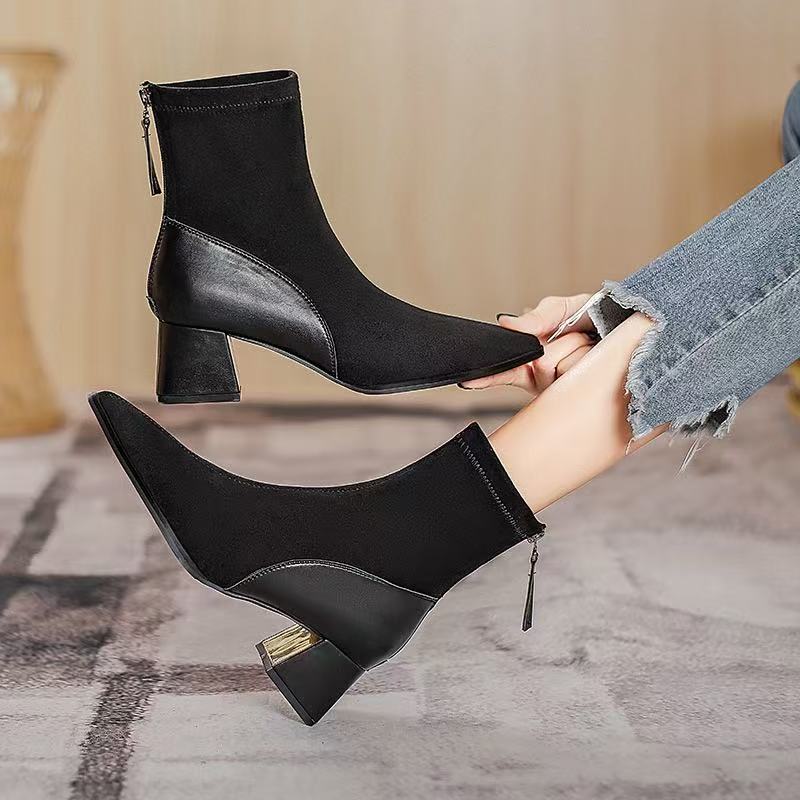 2423 Women genuine leather high-heeled boots