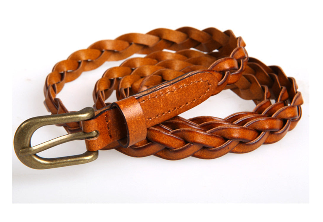 1294 Synthetic Leather Women Belt Knit Handmade Waist Cummerbund
