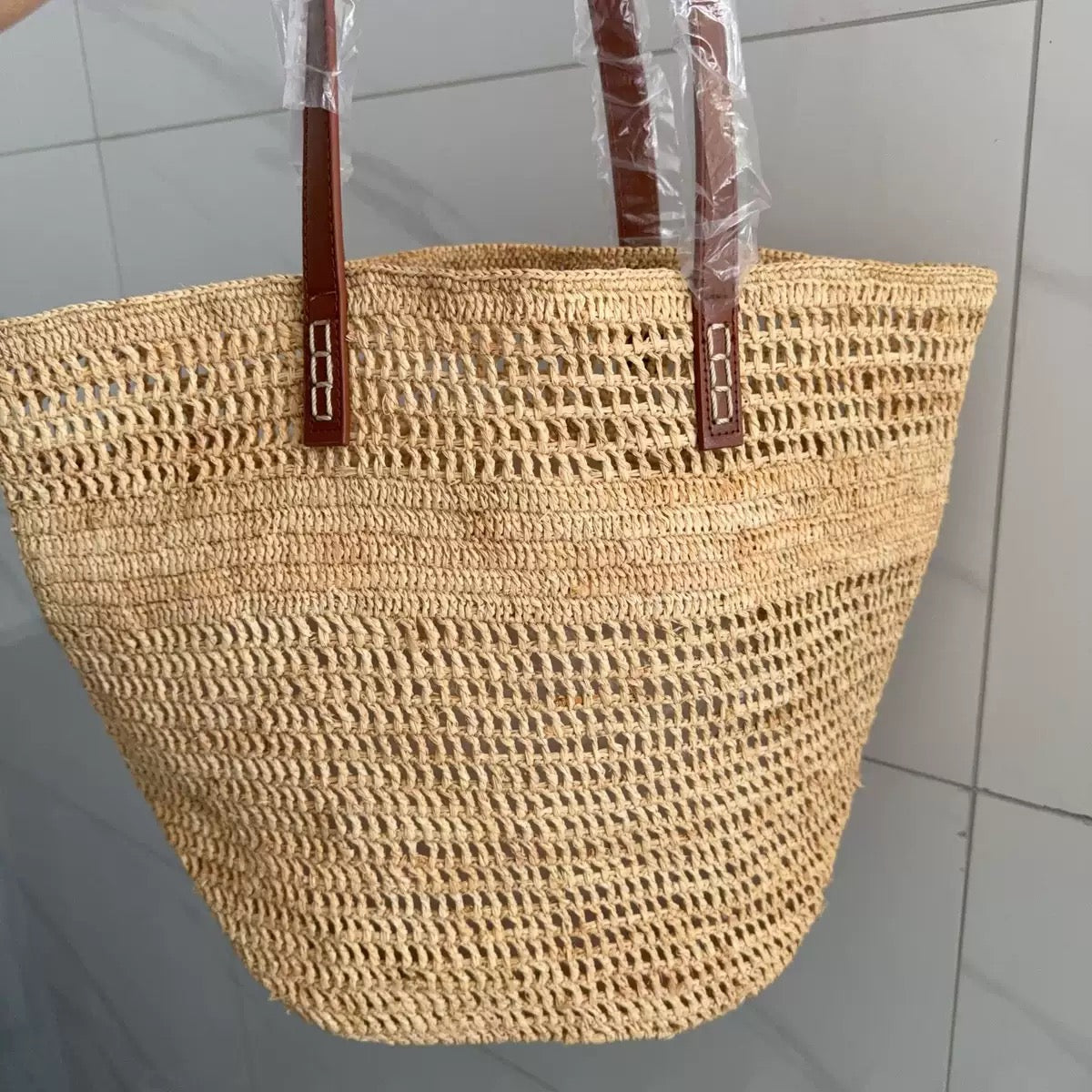 2394 summer raffia large beach bag