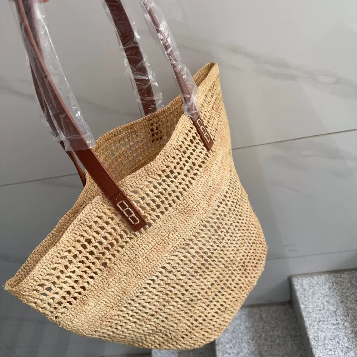 2394 summer raffia large beach bag