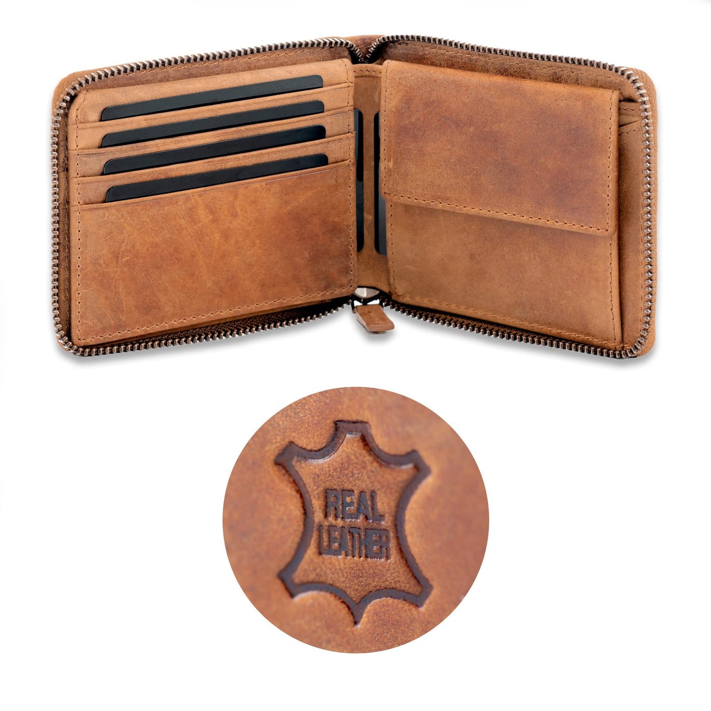 2047 genuine leather short wallet