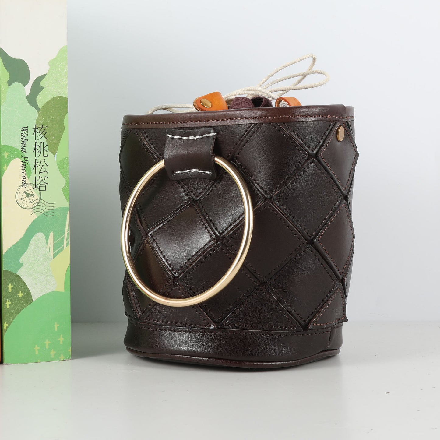 2347 plaid small bucket bag