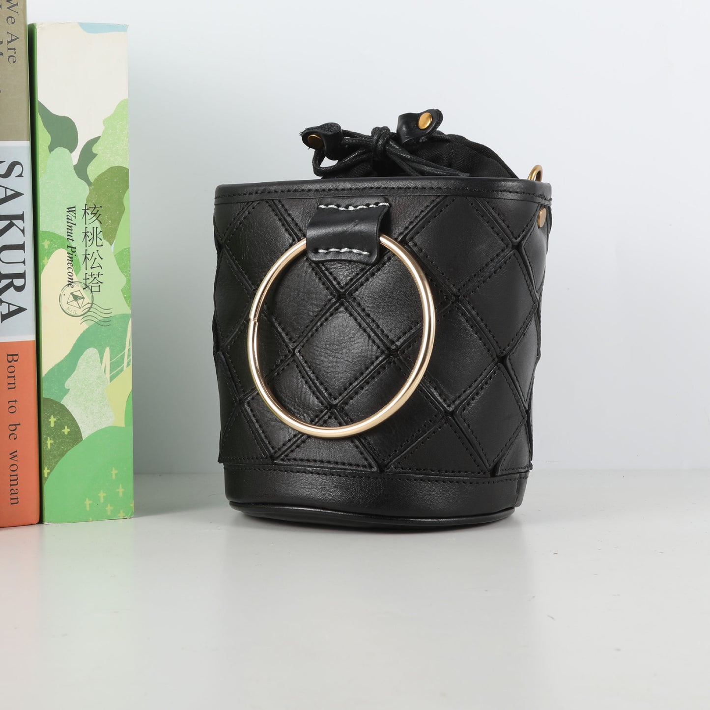 2347 plaid small bucket bag