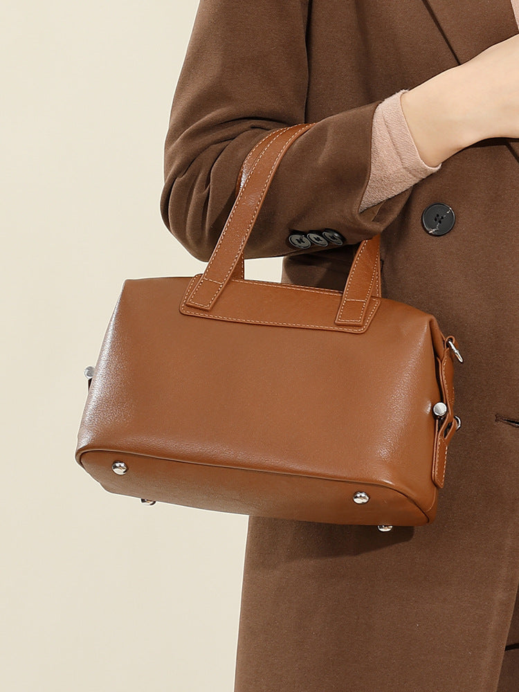 2361 classic genuine leather boston handbag