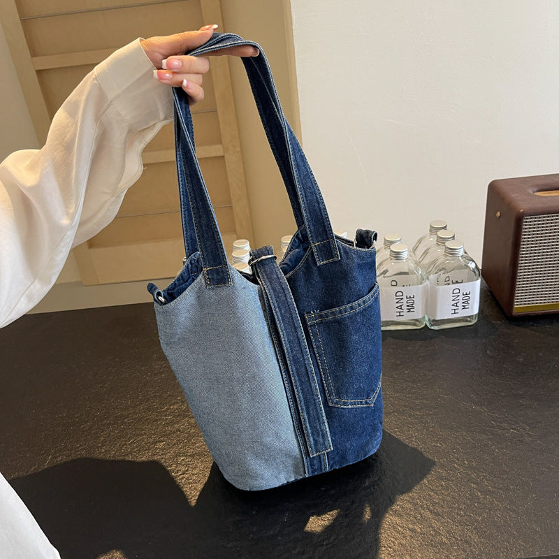 2125 denim bucket handbag