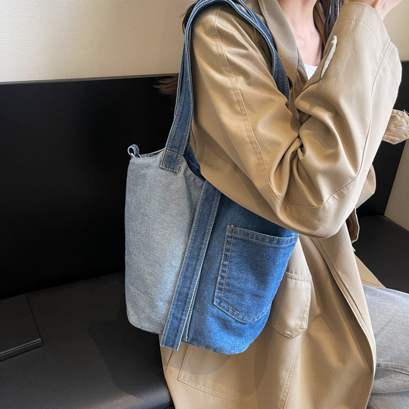 2125 denim bucket handbag