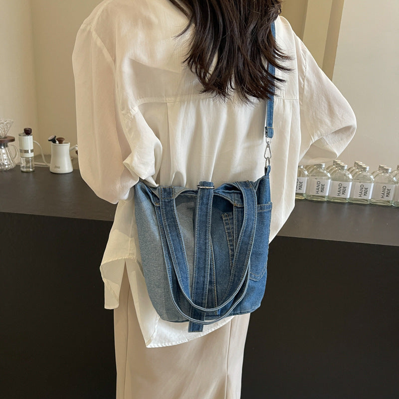 2125 denim bucket handbag