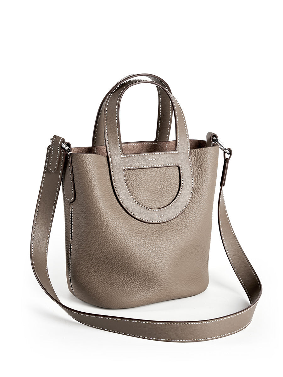 2143 genuine leather bucket handbag