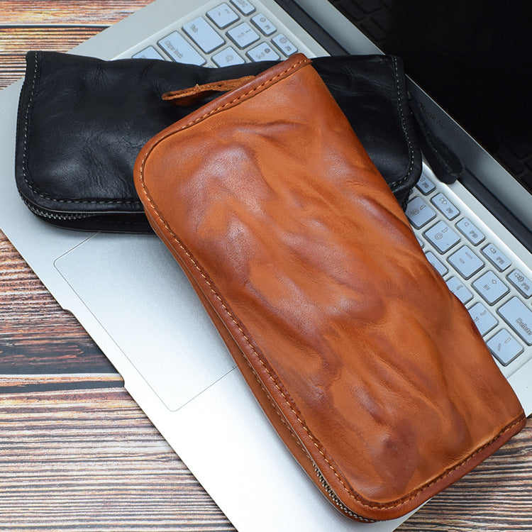 2163 vintage genuine leather zip wallet