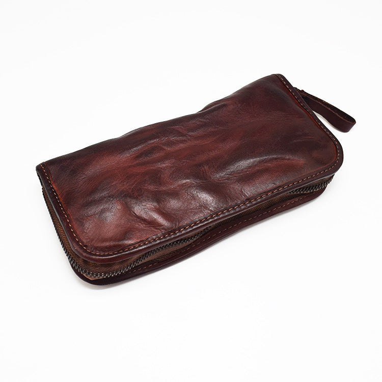 2163 vintage genuine leather zip wallet