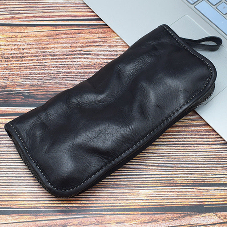 2163 vintage genuine leather zip wallet
