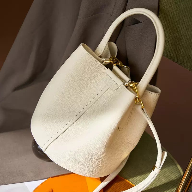 2390 genuine leather small bucket bag