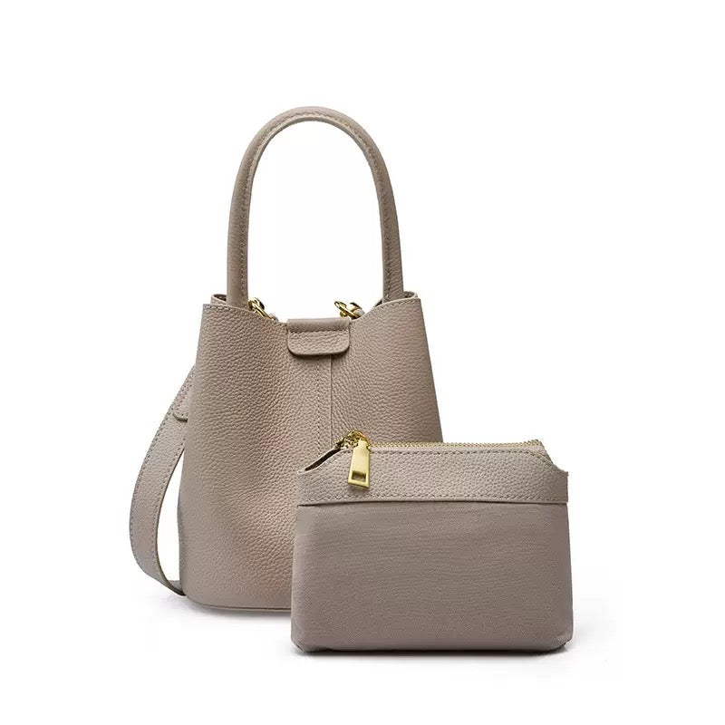 2390 genuine leather small bucket bag