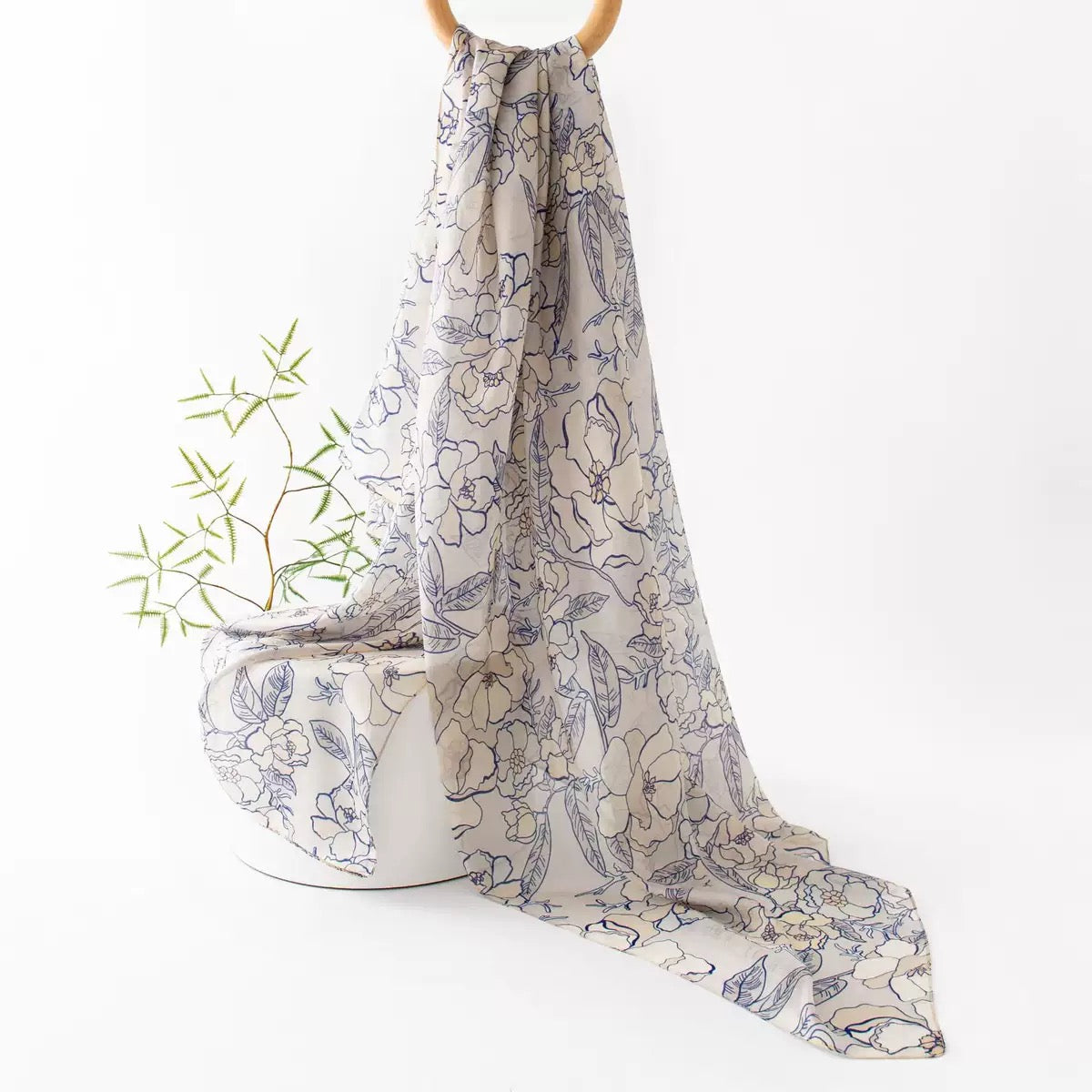 2402 flower silk scarf for women