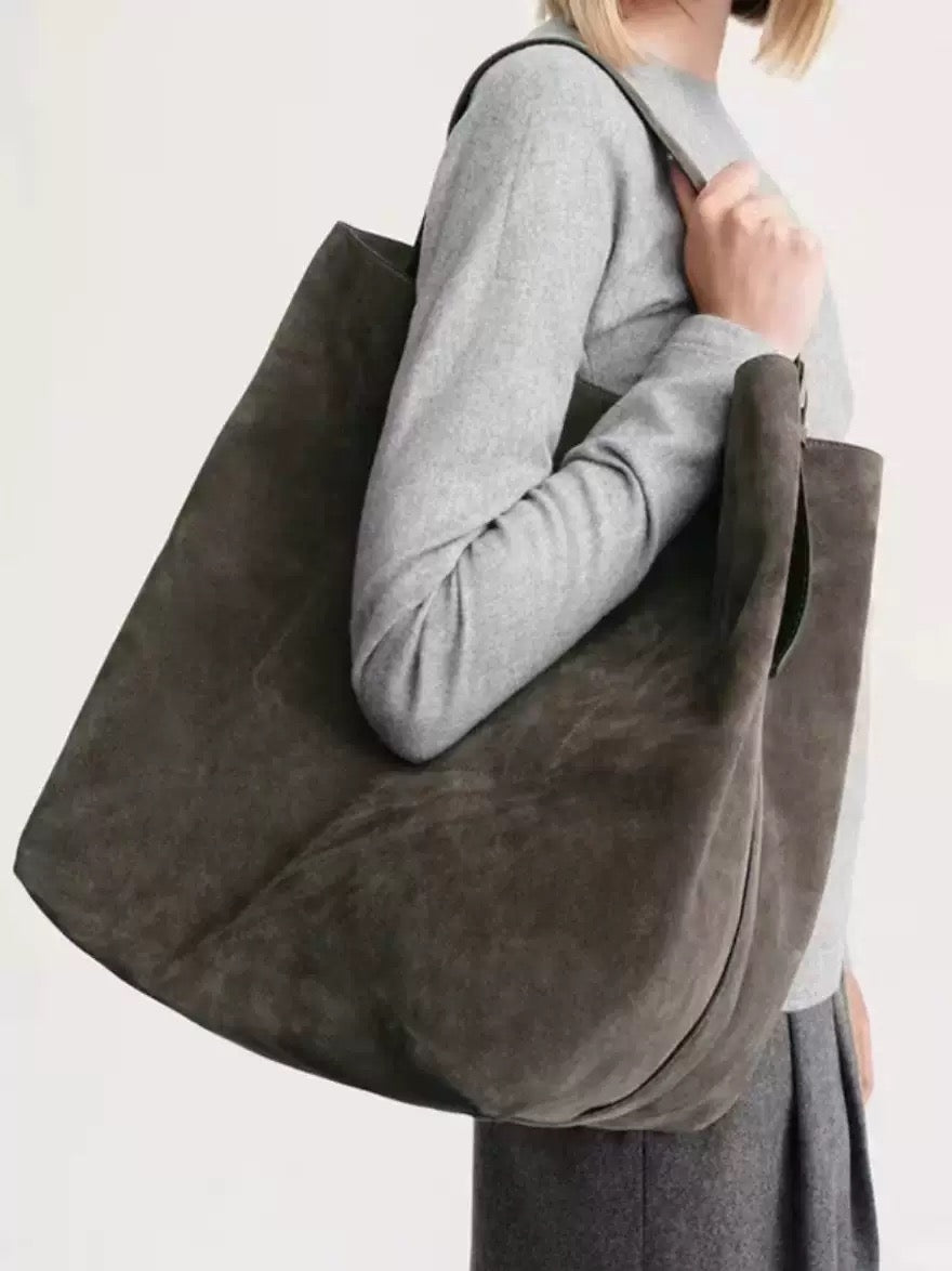 2413 vintage large suede bucket bag