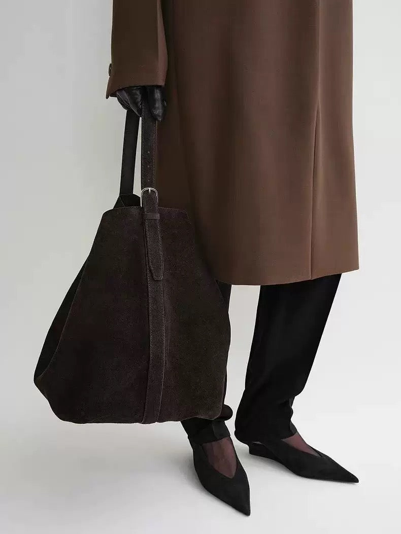 2413 vintage large suede bucket bag