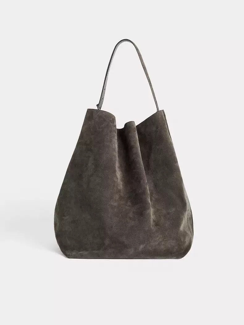 2413 vintage large suede bucket bag