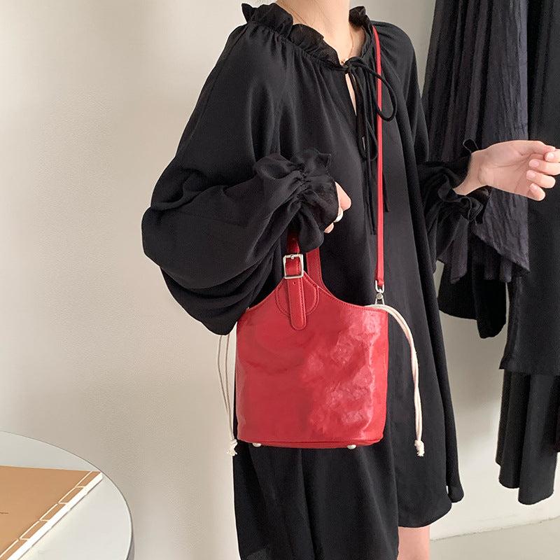 2191-1 genuine leather bucket handbag