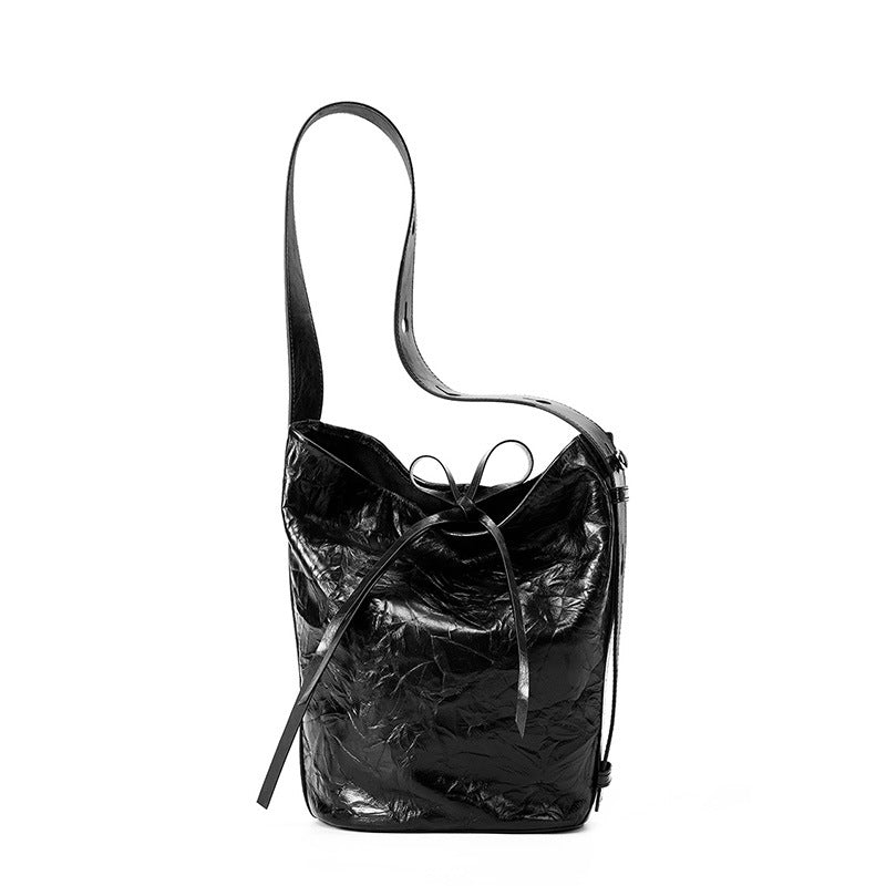 1129 genuine leather women bucket handbag