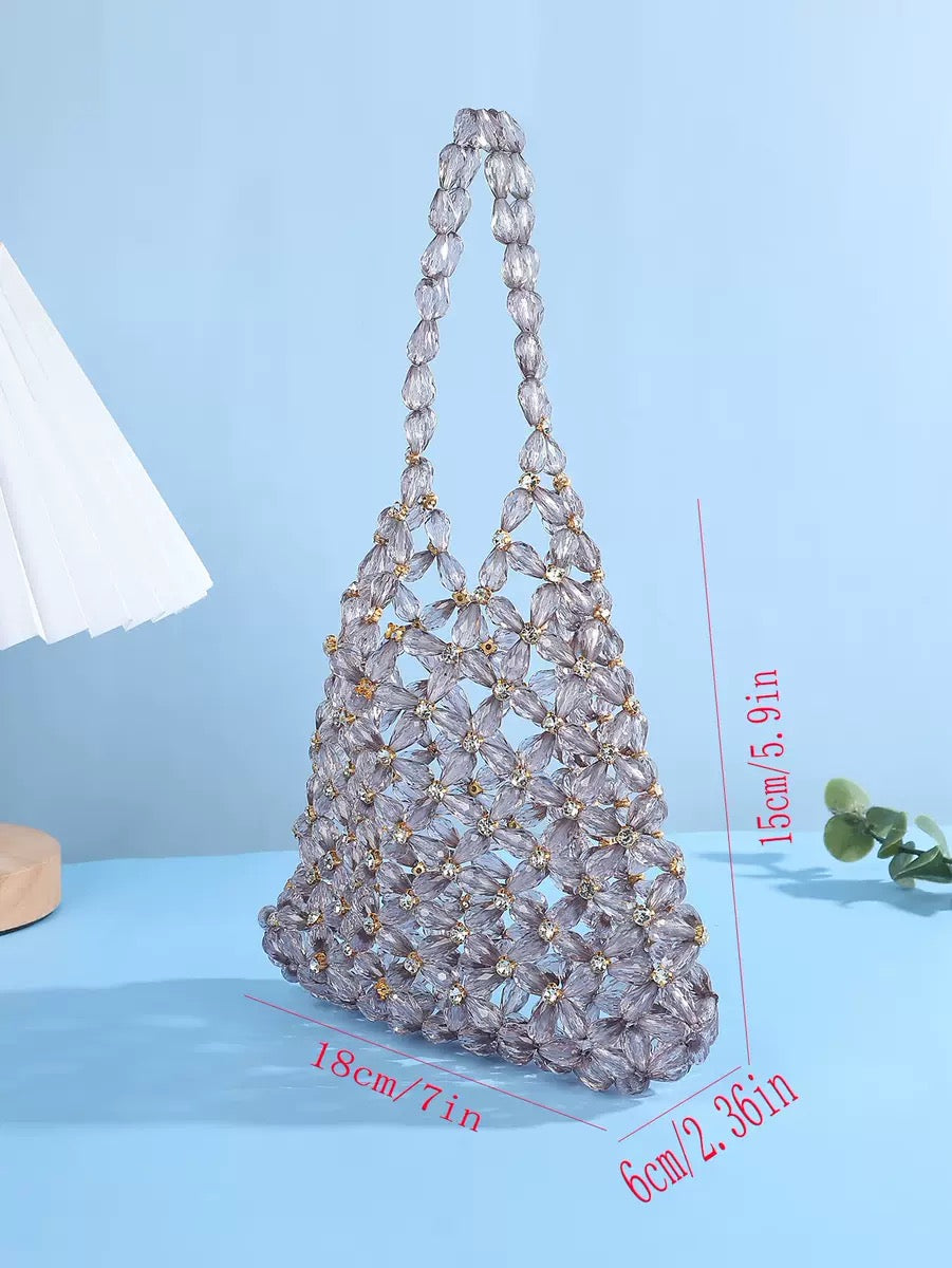 Resin rhinestone handmade shoulder bag