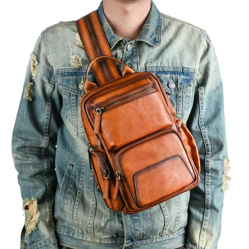 2419 high-end unsix cowhide backpack