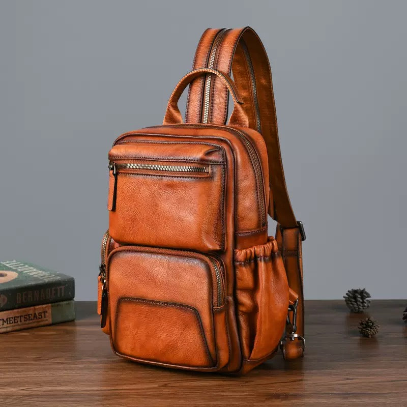 2419 high-end unsix cowhide backpack