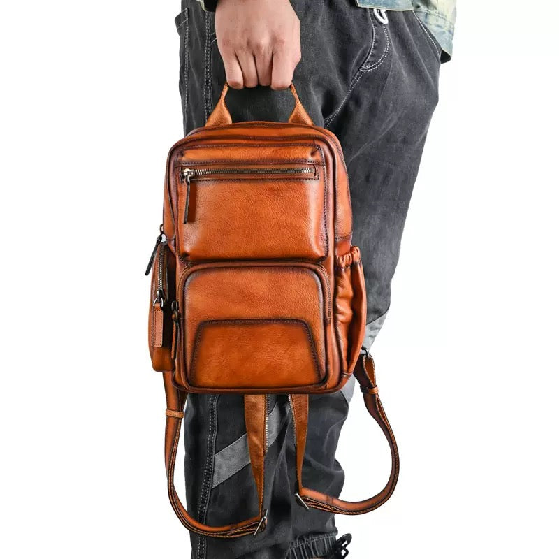 2419 high-end unsix cowhide backpack