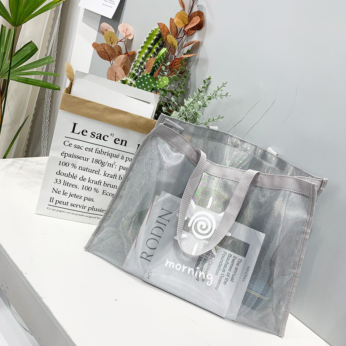 2197 customize transparent mesh bag