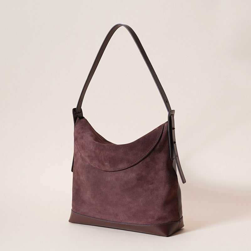 1986 suede leather shoulder bag