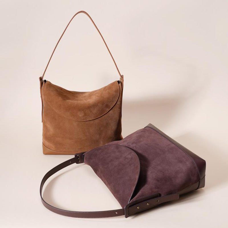 1986 suede leather shoulder bag