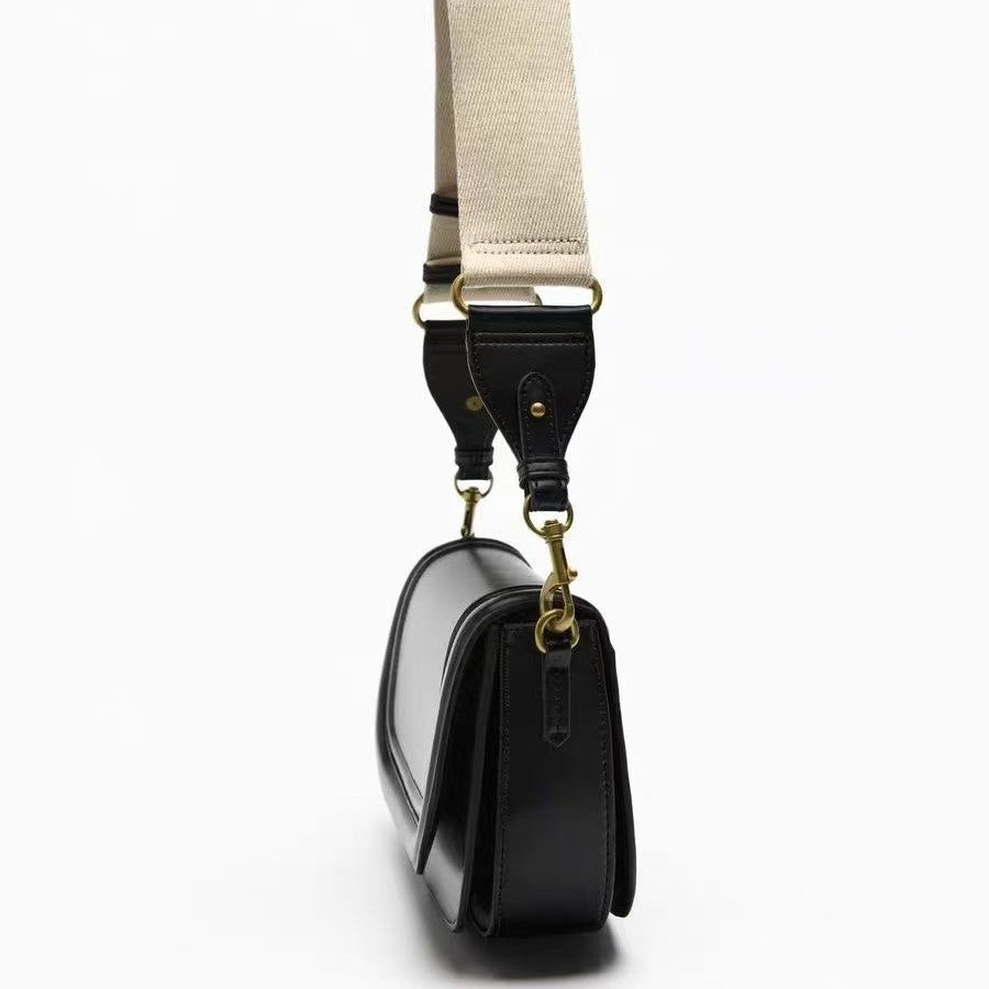 2009 solid flap crossbody bag
