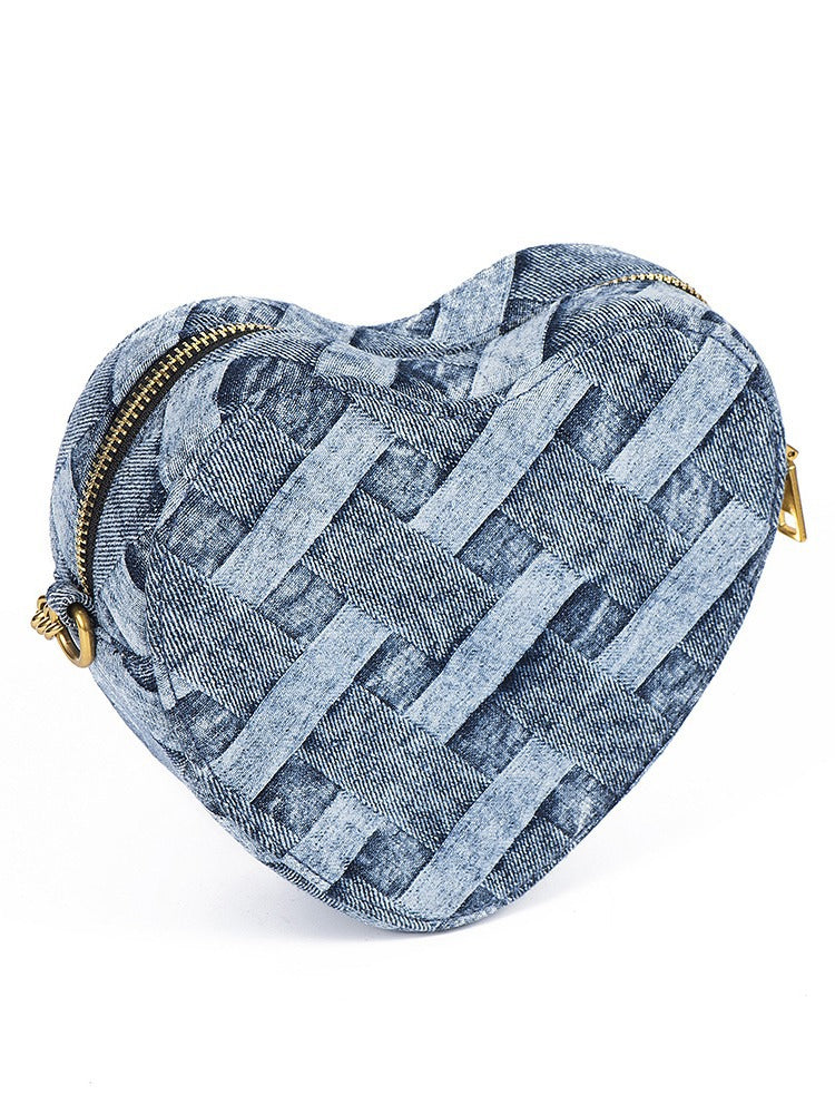 821 denim heart shape crossbody bag