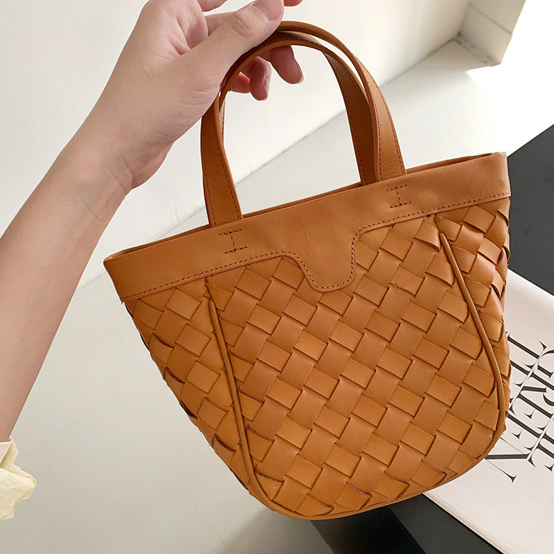 2257 genuine leather handmade woven bag