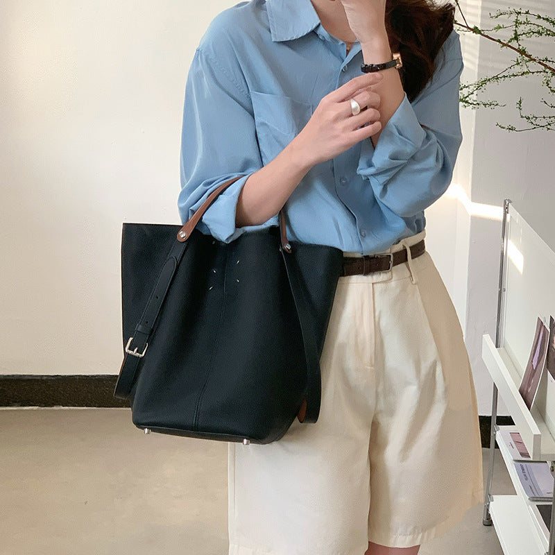 2265 genuine leather bucket handbag