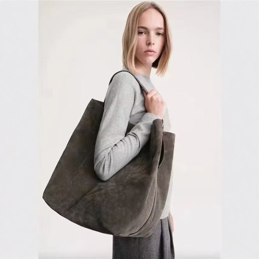 2033 suede leather large handbag