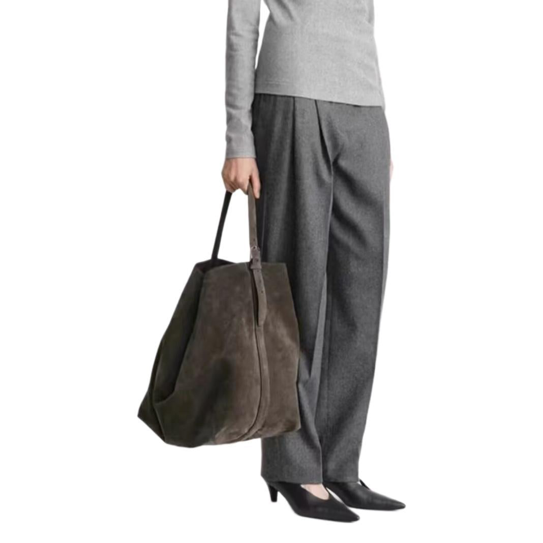 2033 suede leather large handbag
