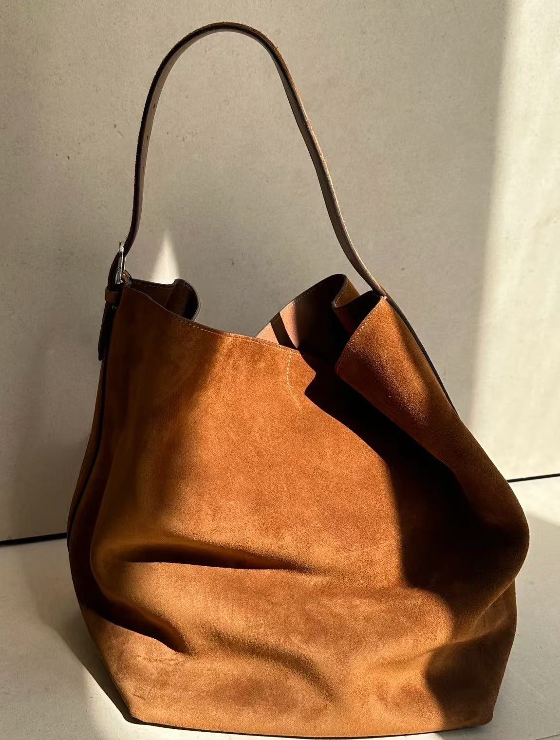 2033 suede leather large handbag