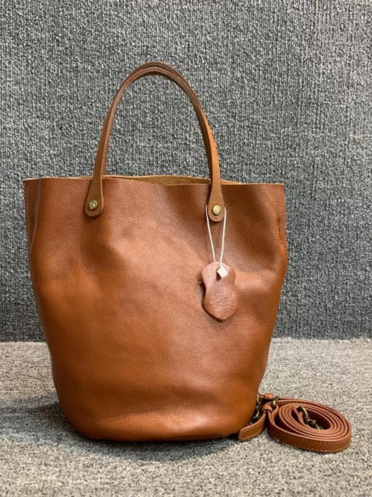 1682-1 genuine leather large bucket handbag
