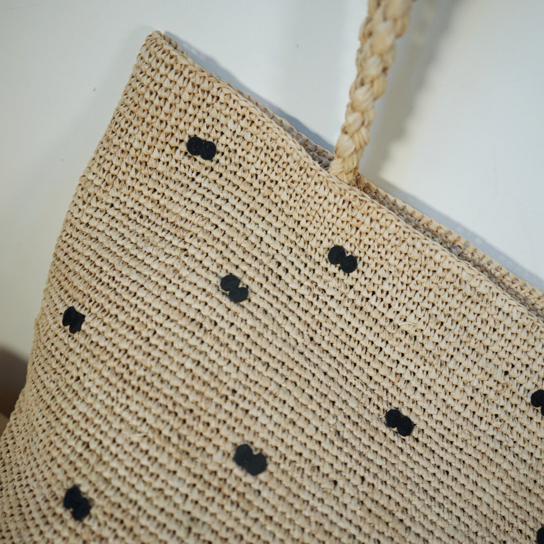 1393  riffia weave beach knot handbag